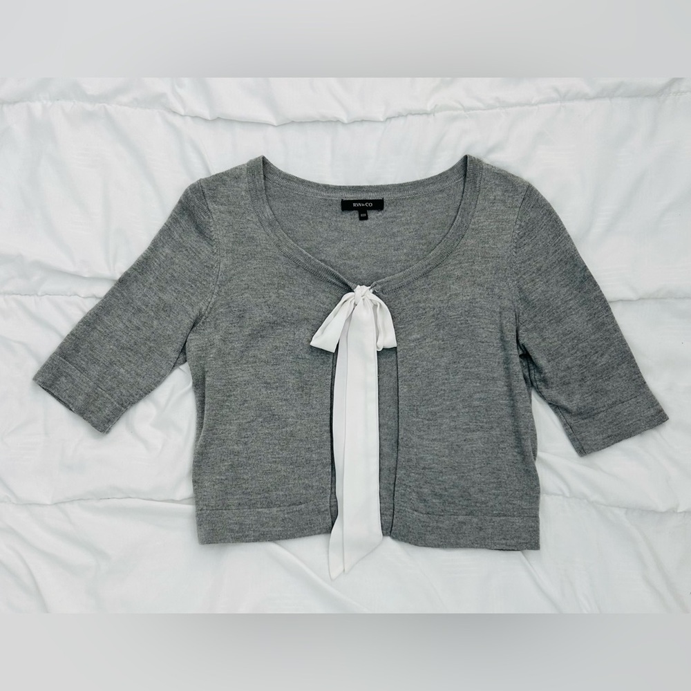 Banana Republic Gray Cardigan with White Bow Accent